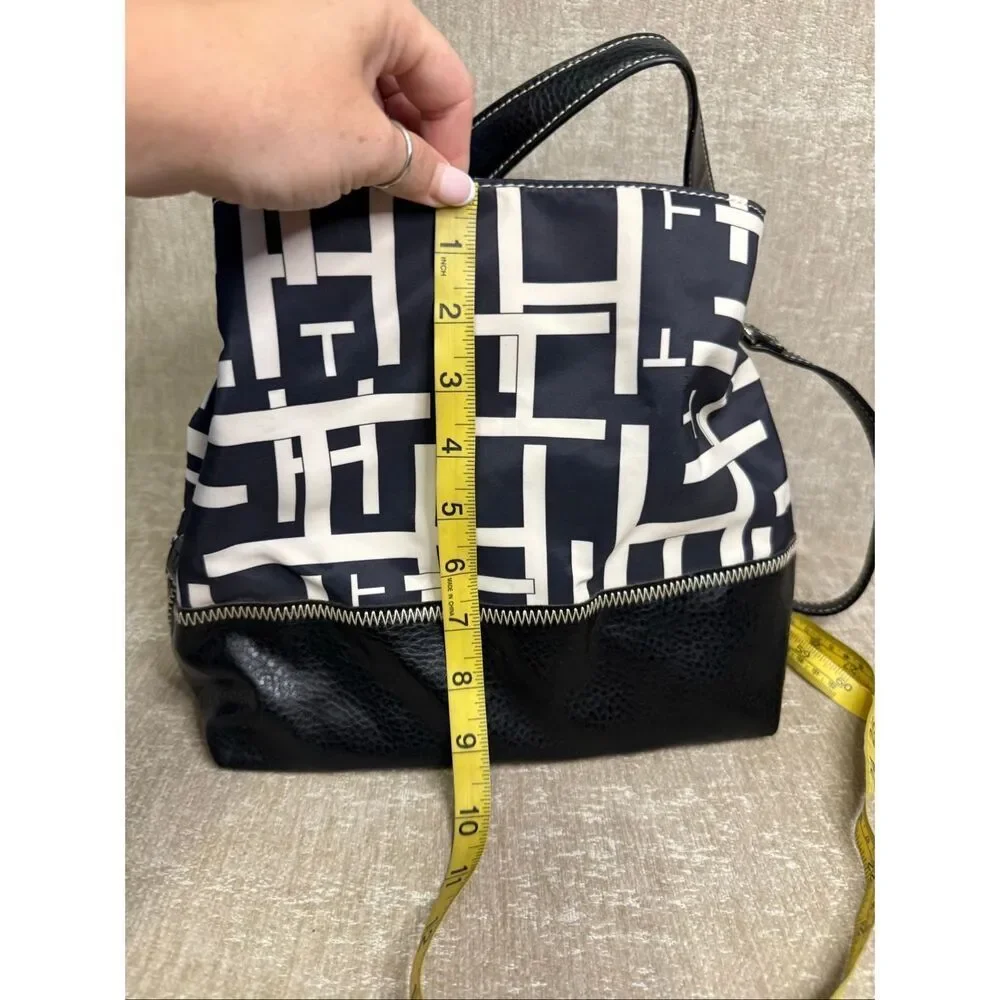 Tommy Hilfiger Women's Monogram Leather Canvas Crossbody Shoulder Bag Multicolor